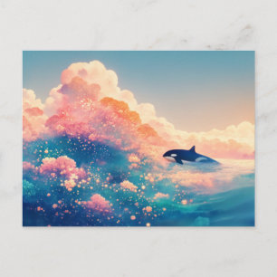 Carte Postale Coucher de soleil surréaliste Orque Rose Fleurisse