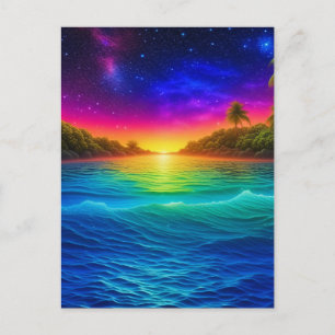 Carte Postale Coucher de soleil tropical coloré sur l'océan avec
