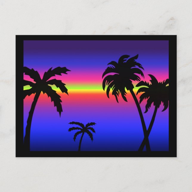 Carte postale Coucher de soleil tropical Palm Tree (Devant)