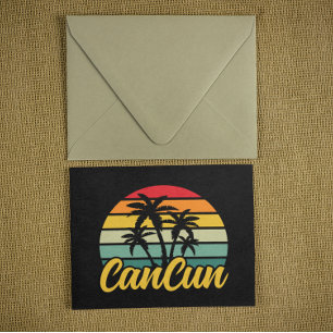 Carte Postale Coucher de soleil vintage à Cancun au Mexique pour