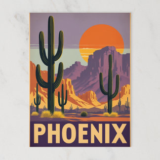 Carte Postale Coucher de soleil vintage du désert de Phoenix
