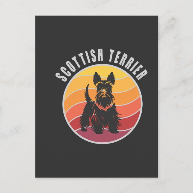 Carte Postale Coucher de soleil vintage Scottish Terrier (Devant)