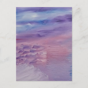 Carte Postale Coucher de soleil violet bleu rose abstrait coloré