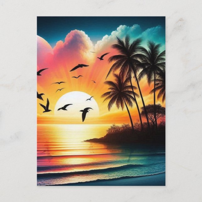 Carte Postale Coucher du soleil (Devant)