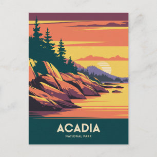 Carte Postale Coucher du soleil dans le parc national Acadia