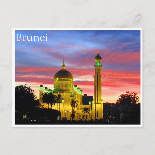 Carte Postale coucher du soleil de la mosquée brunei (Devant)