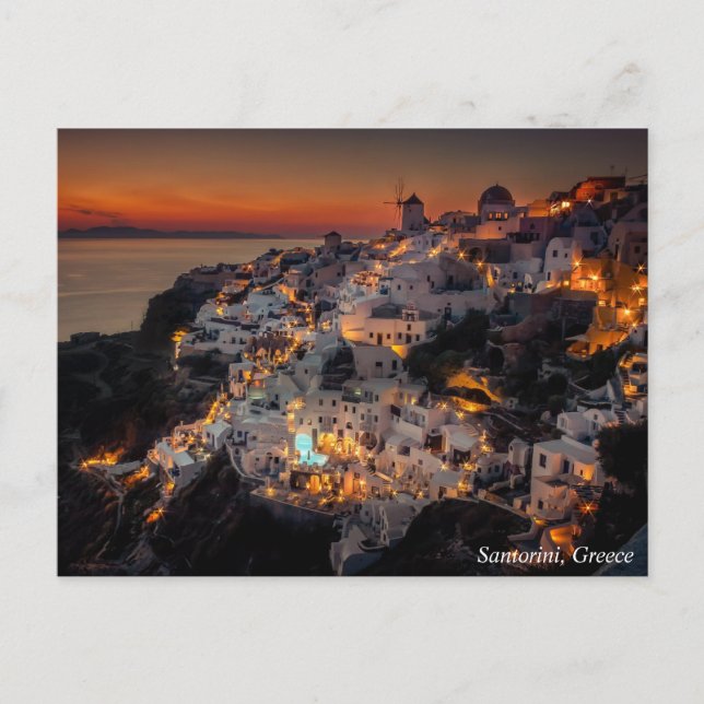 Carte Postale Coucher du soleil de Santorini, Grèce (Devant)