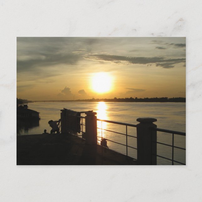 Carte Postale Coucher du soleil du Mékong ... Nong Khai, Isaan,  (Devant)