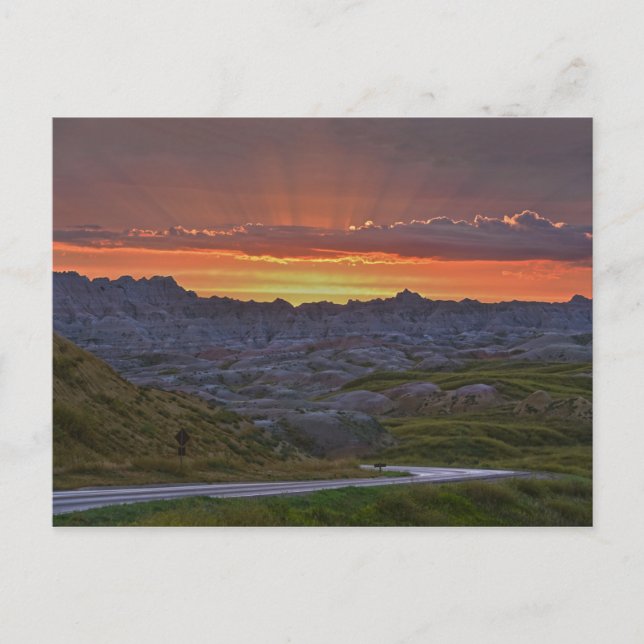 Carte Postale Coucher du soleil, parc national des Badlands (Devant)