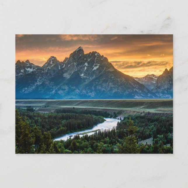 Carte Postale Coucher Du Soleil Sur Grand Teton Et Snake River (Devant)