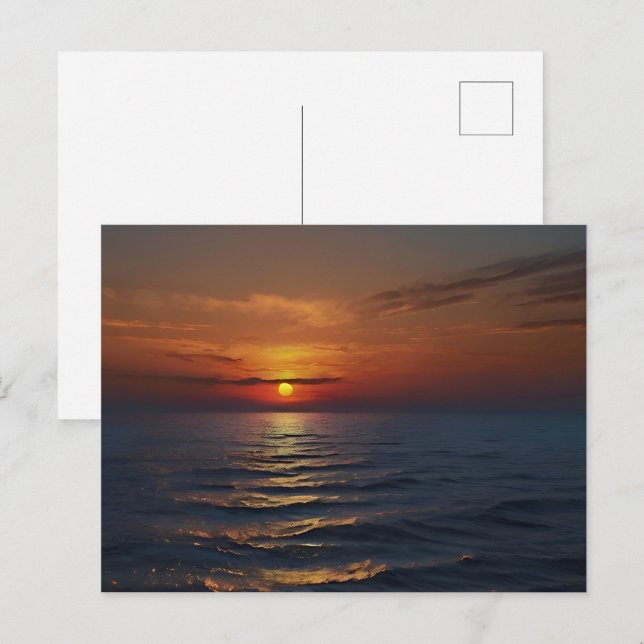 Carte Postale Coucher du soleil sur l'art marin (Devant / Derrière)