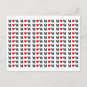 Carte Postale Coucou rouge couple monogramme typographie motif