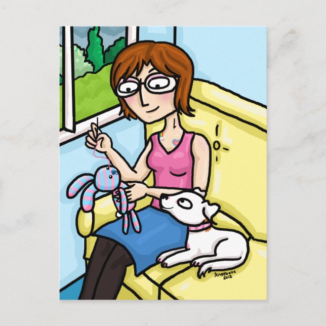 Carte Postale Coudre une poupée à chaussettes (Devant)