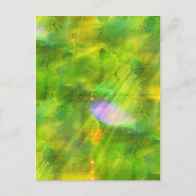Carte Postale couleur bleu arrière - plan vert, jaune (Devant)