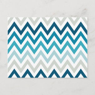 Carte Postale Couleur bleu blanc Chevron motifs géométriques