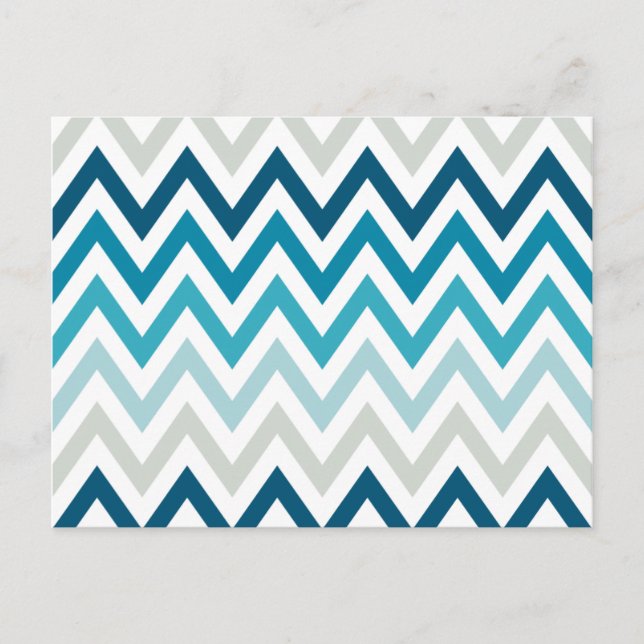 Carte Postale Couleur bleu blanc Chevron motifs géométriques (Devant)
