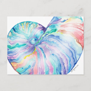 Carte postale couleur bleu Nautilus Infinity Shell