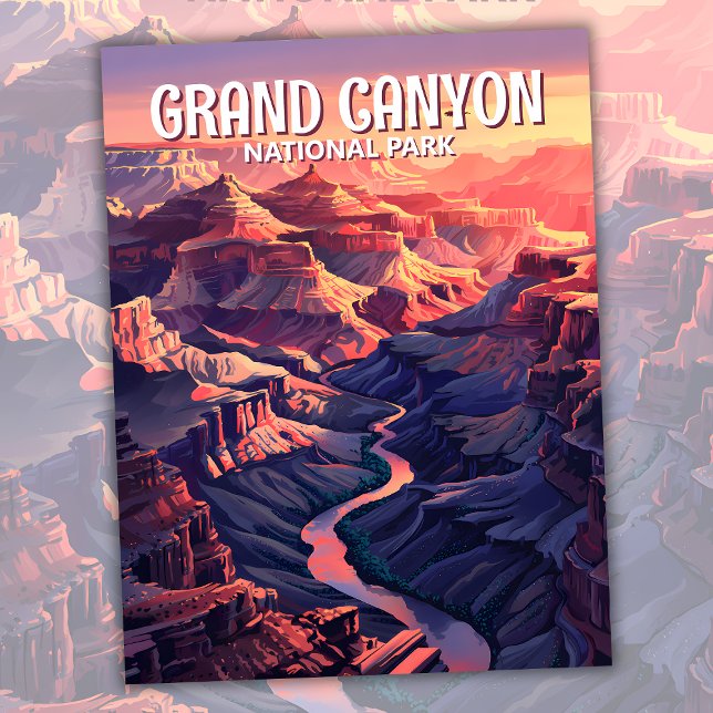 Carte Postale Couleur de soleil sur mesure Grand Canyon Panorama (Custom Grand Canyon Sunset Panorama Watercolor Postcard)