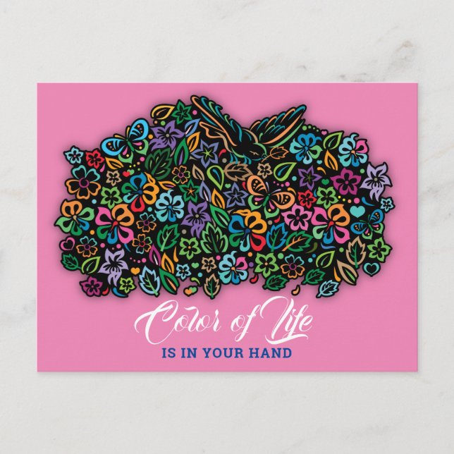 Carte Postale Couleur de vie élégante (Devant)
