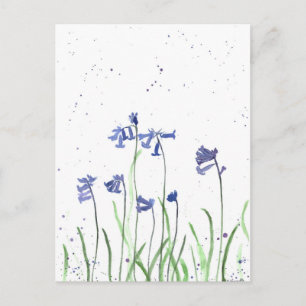 Carte Postale Couleur d'eau Bluebells Nature Fleur sauvage