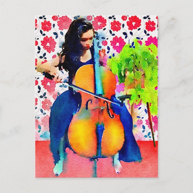 Carte postale Couleur d'eau Cellist (Devant)
