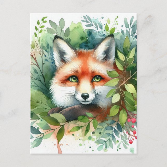 Carte Postale Couleur d'eau Red Fox (Devant)