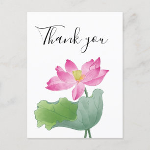 Carte Postale Couleur d'eau rose lotus merci