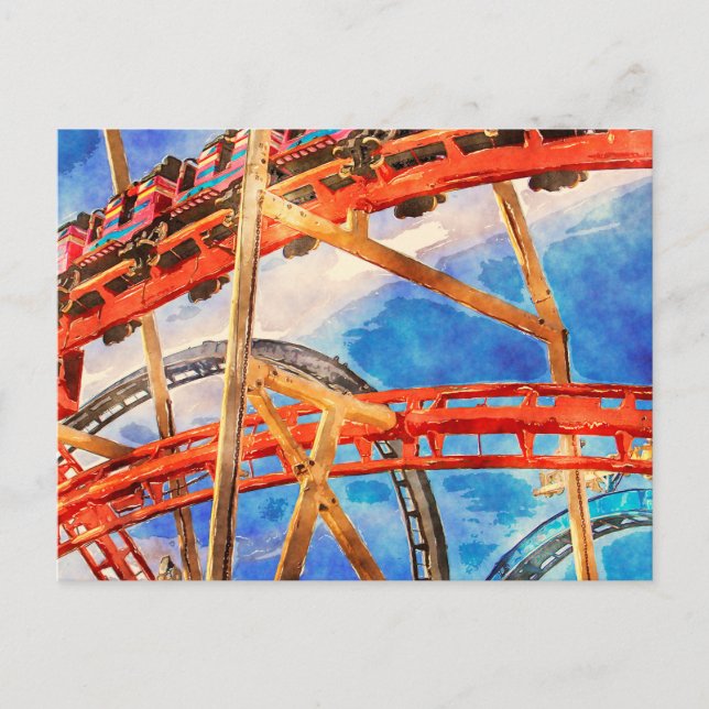 Carte postale couleur dessous de verre à rouleaux (Devant)