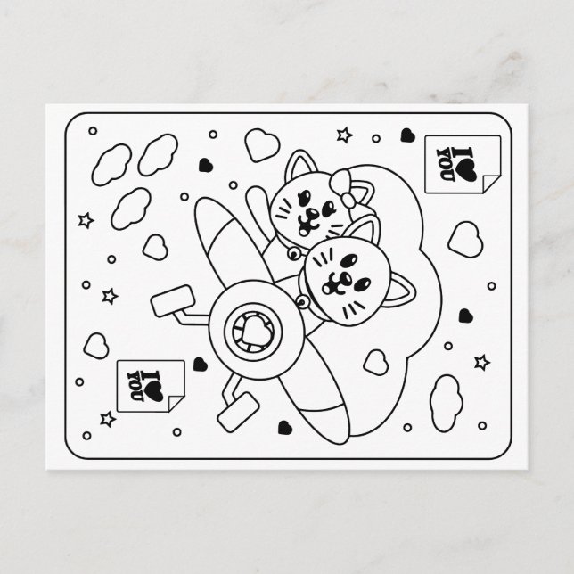 Carte Postale Couleur enfant votre propre Valentin (deux chats) (Devant)