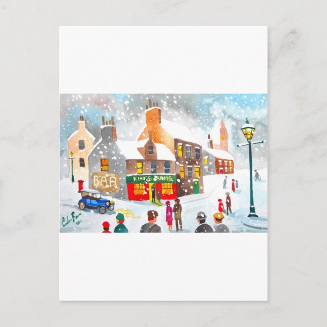 Carte Postale Couleur hiver de neige aquarelle peinture G Bruce (Devant)