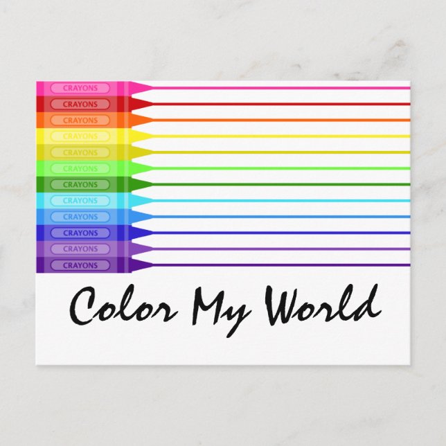 Carte Postale Couleur Mon monde Crayons arc-en-ciel (Devant)