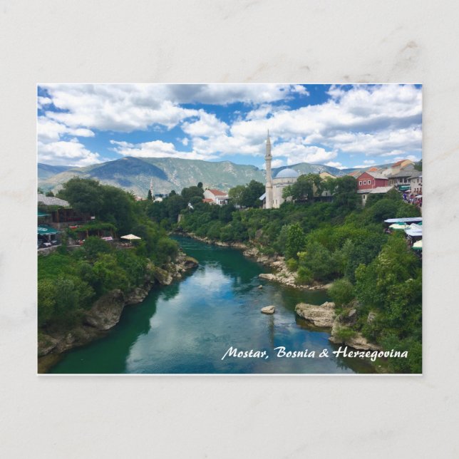 Carte postale couleur Mostar avec écriture (Devant)