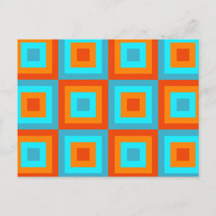 Carte Postale Couleur Motif géométrique Turquoise Orange