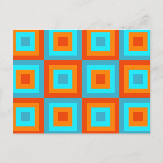 Carte Postale Couleur Motif géométrique Turquoise Orange (Devant)