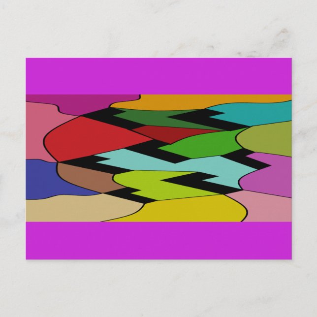 Carte Postale Couleur noire avec design d'art au milieu (Devant)