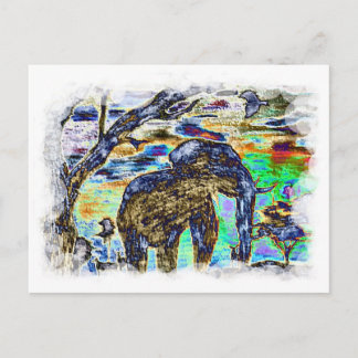 Carte Postale Couleur nuageuse - Eléphant
