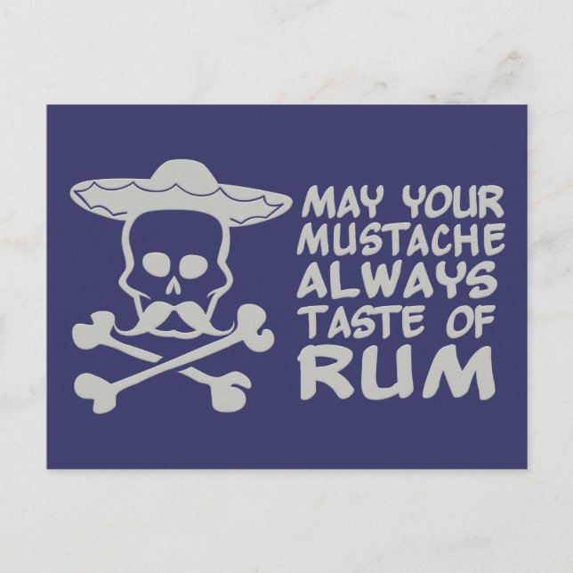Carte postale couleur personnalisée Rum Mustache (Devant)