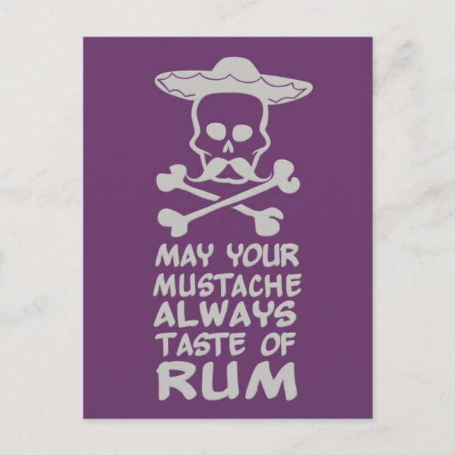 Carte postale couleur personnalisée Rum Mustache (Devant)