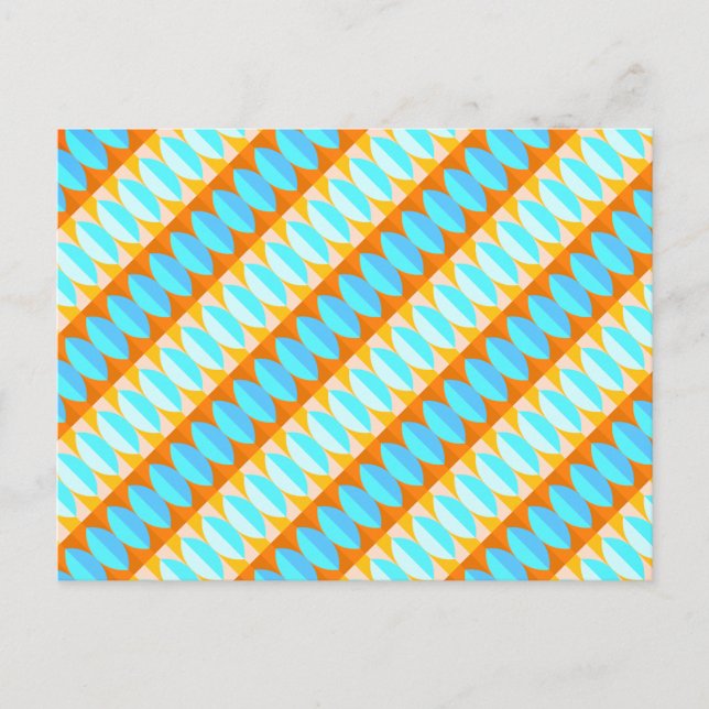 Carte Postale Couleur Turquoise Bleu Orange Jaune Motif (Devant)