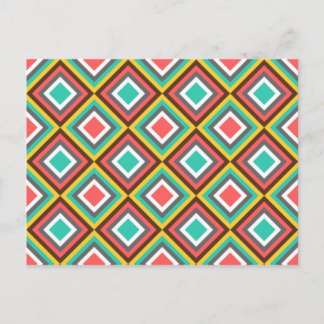 Carte Postale Couleur Turquoise Rose Aztec Cadeau Amérindien (Devant)