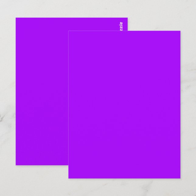 Carte Postale Couleur Uni Violet Psychédélique Électrique (Devant / Derrière)