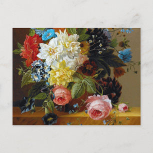 Carte Postale Couleur Vintage Fleurs Vase Art Peinture