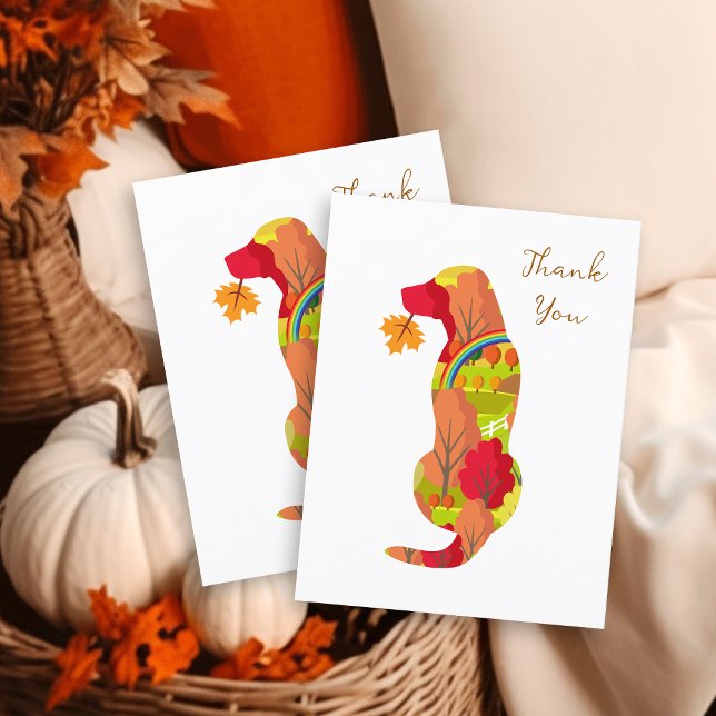 Carte Postale Couleurs d'automne Silhouette Labrador Merci (Autumn Colors Labrador Silhouette Thank You Postcard for Labrador Owners.  Labrador Outline Design.)
