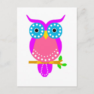 Carte Postale Couleurs de conception des points de hibou.jpg