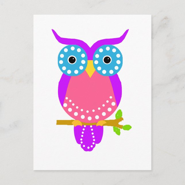 Carte Postale Couleurs de conception des points de hibou.jpg (Devant)