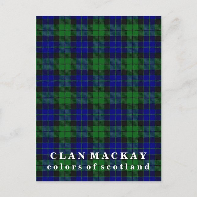 Carte Postale Couleurs de l'Écosse Clan MacKay Tartan (Devant)