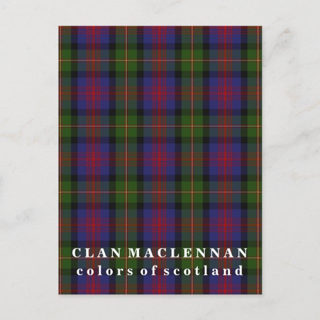 Carte Postale Couleurs de l'Écosse Clan MacLennan Tartan (Devant)