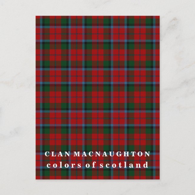 Carte Postale Couleurs de l'Écosse Clan MacNaughton Tartan (Devant)