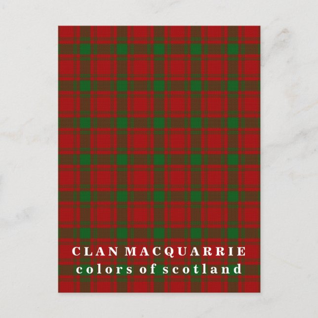 Carte Postale Couleurs de l'Ecosse Clan MacQuarrie Tartan (Devant)