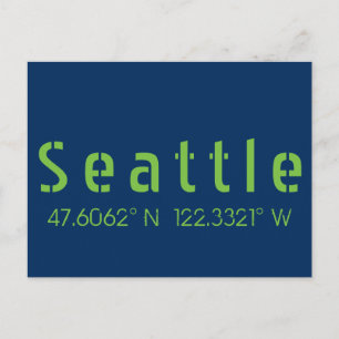 Carte Postale Couleurs de l'équipe Seattle Longitude Latitude